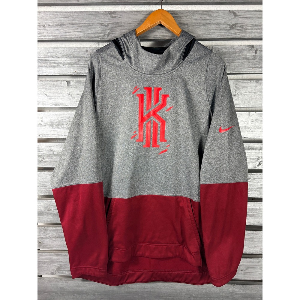 Nike Kyrie Irving Dri-FIT Hoodie Sweatshirt Mens XXL Grey Burgundy Colorblock